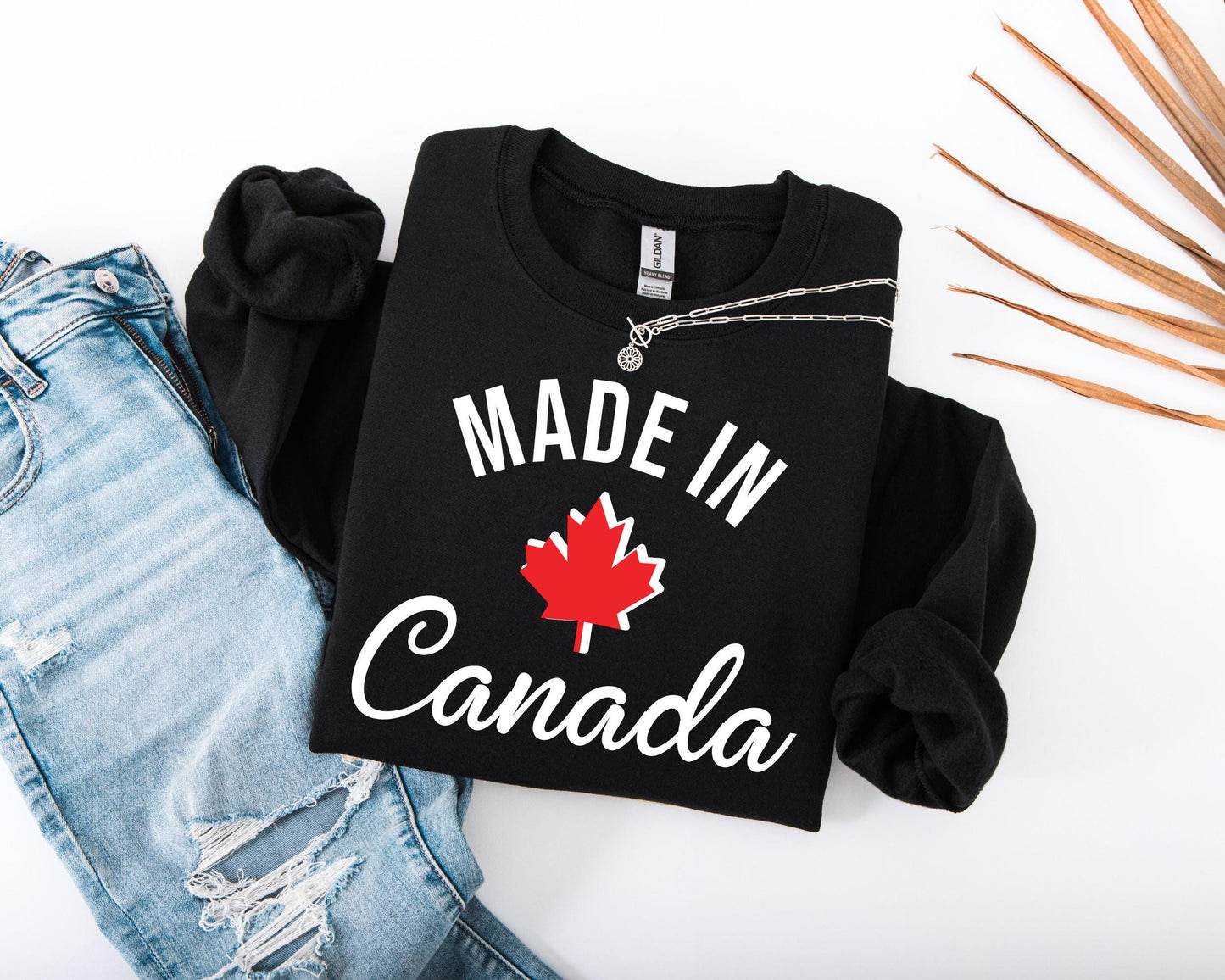 Patriotic Canadian women's sweatshirt for everyday wear and gifting in black