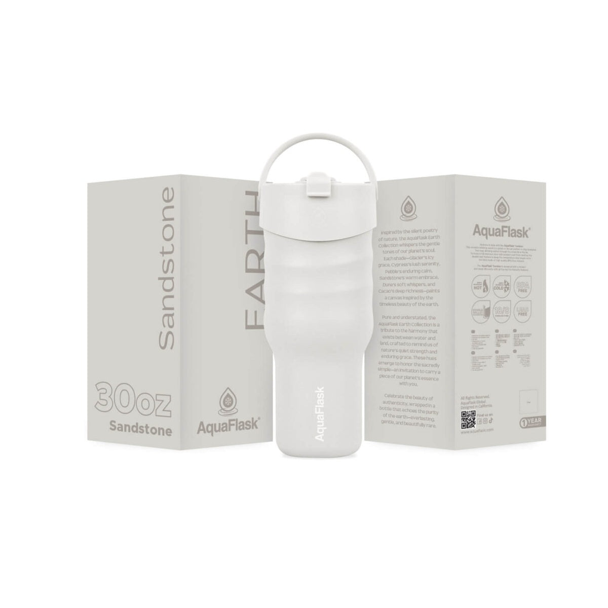 standstone Sustainable AquaFlask Earth 30oz tumbler for hiking, travel and daily hydration