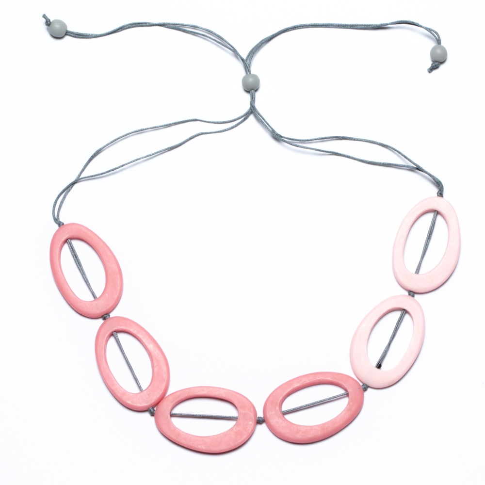 Handmade resin two tone hoop necklace statement boho jewelry p