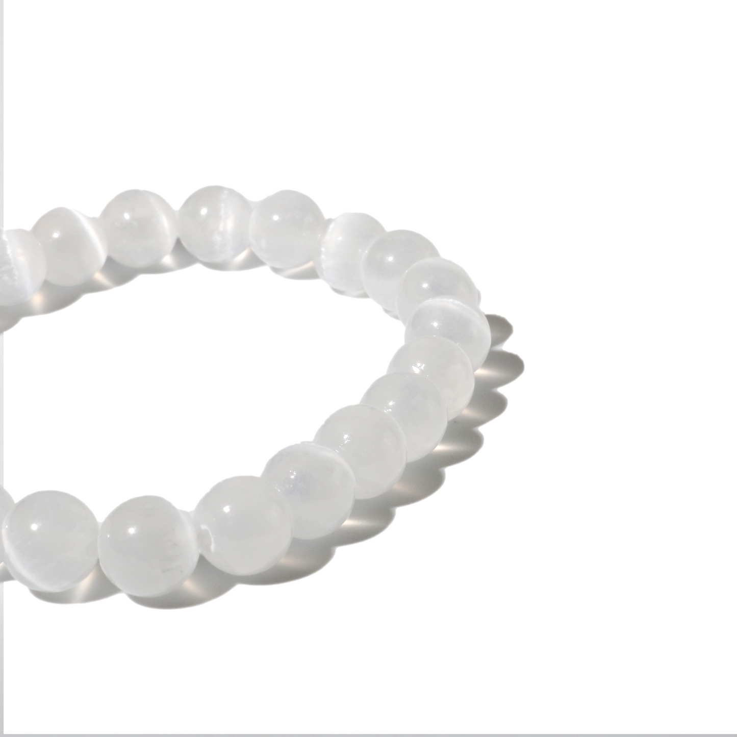 Cleansing and purifying selenite round bracelet in pearlescent white
