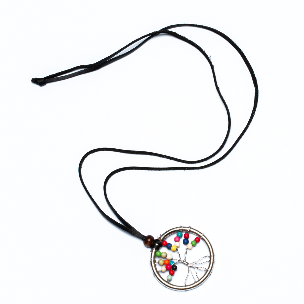 Tree of life necklace with wooden beads Bali handmade spiritual boho jewelry