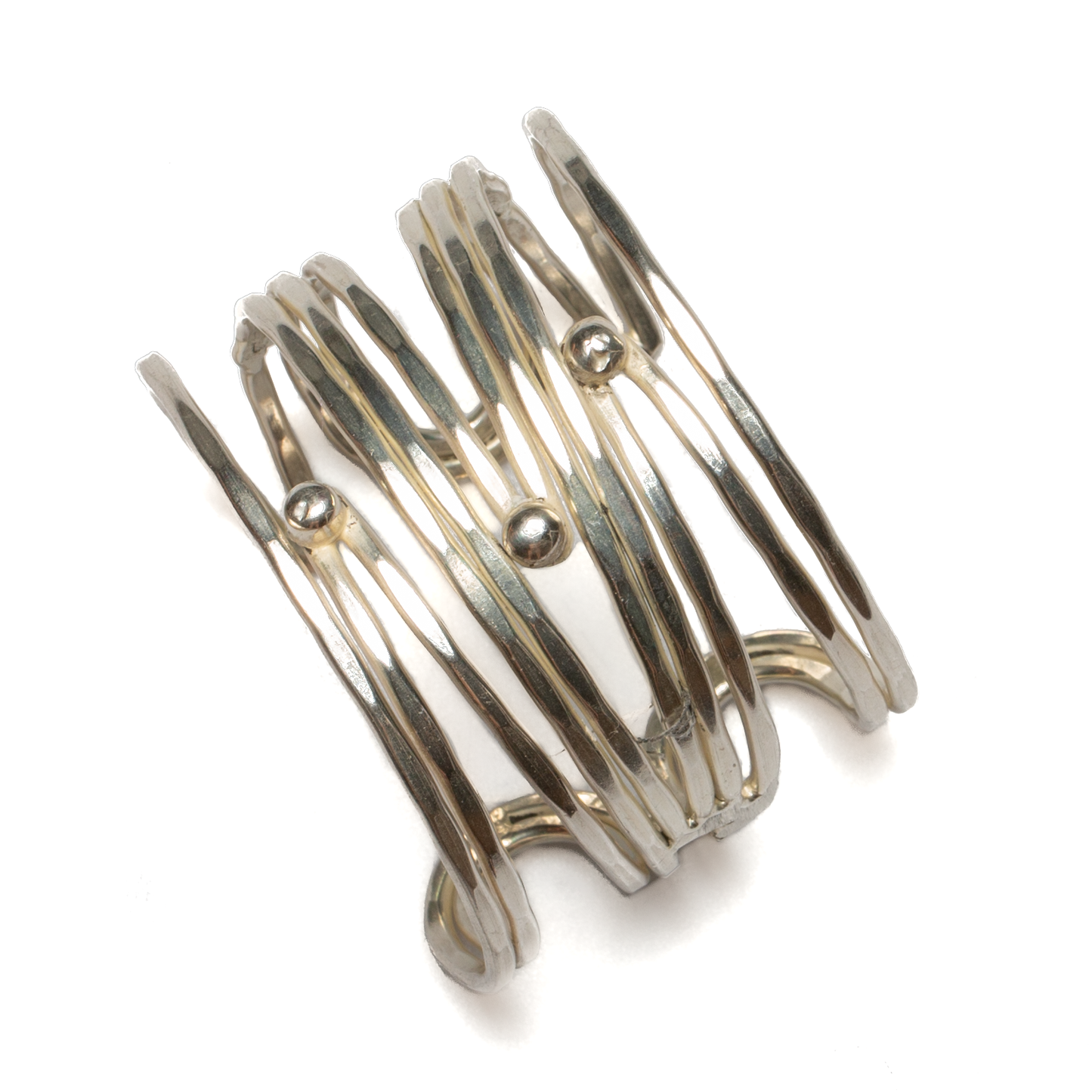 Handmade silver swirl detail cuff bracelet bohemian style