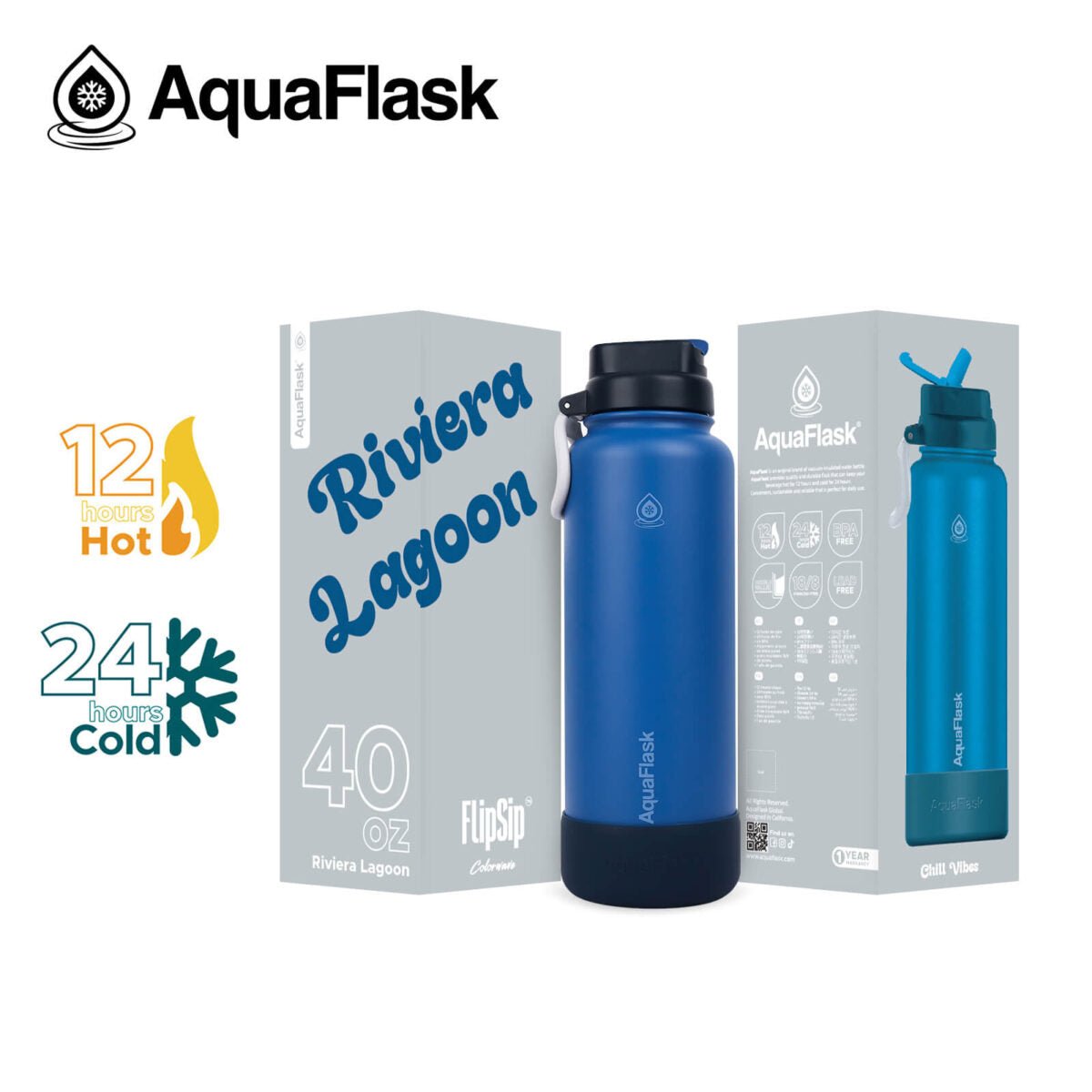 AquaFlask Colorwave 40oz Flip Sip Bottle – Insulated Stainless Steel Water Flask - Best Life Apparel