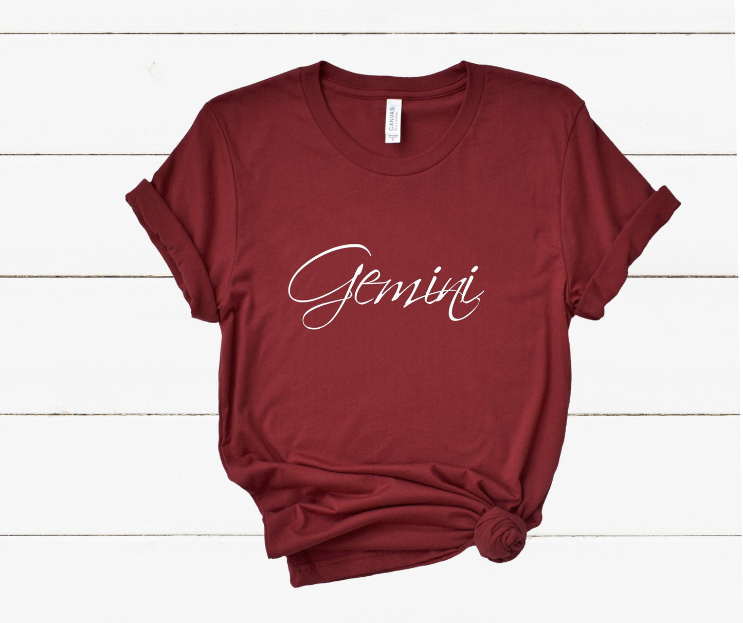 Gemini zodiac t-shirt as a perfect birthday gift for Gemini women in cardinal red