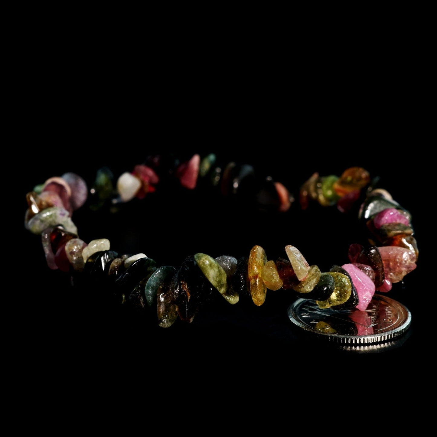 Multi colour tourmaline crystal bracelet for emotional healing and positive energy