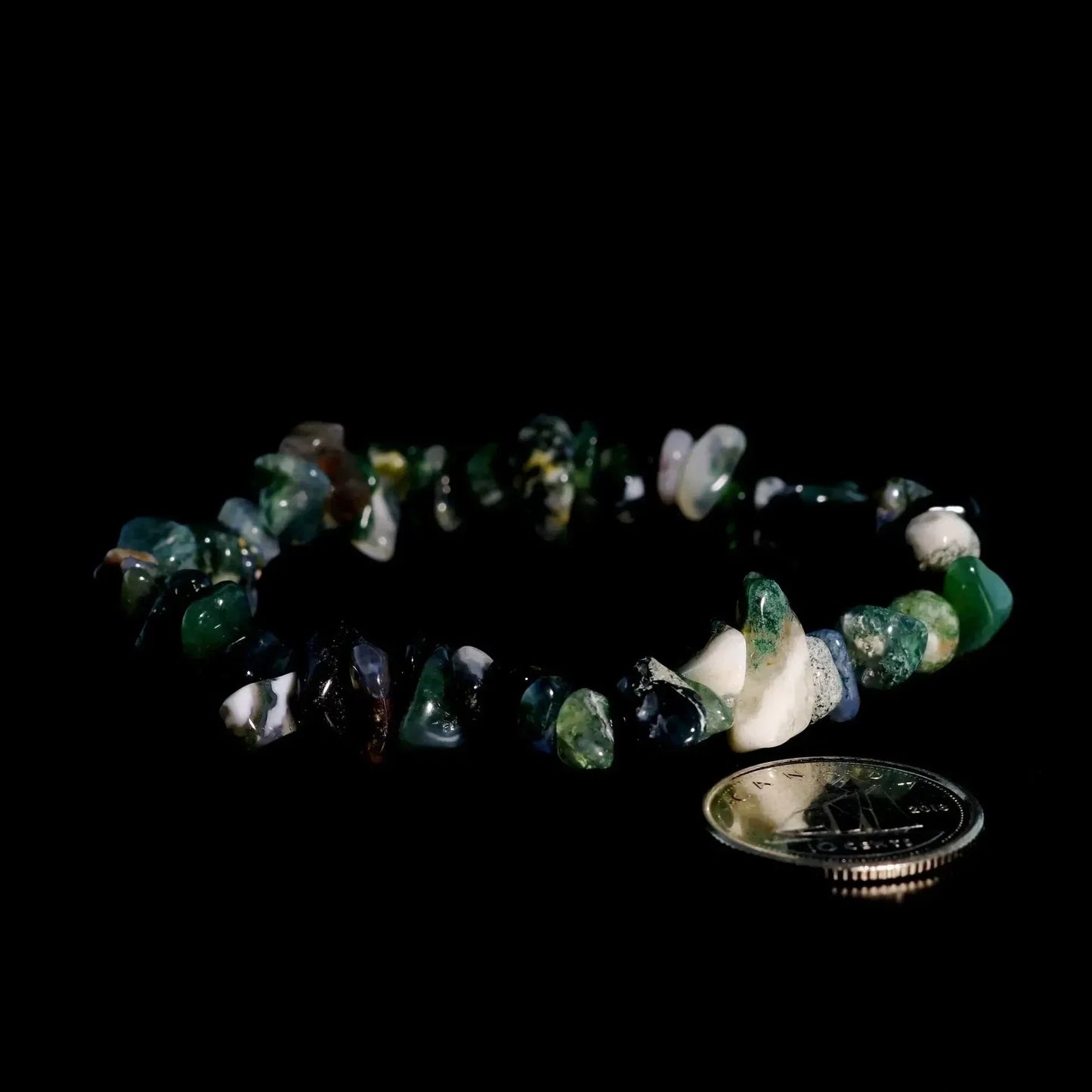Green moss agate crystal bracelet for growth, prosperity and new beginnings