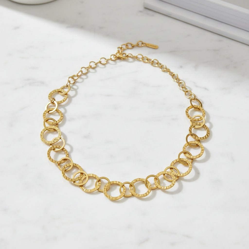 Linked Hoop Necklace - Gold Stainless Steel - Best Life Apparel