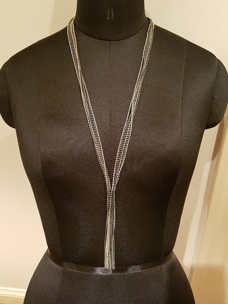 Silver & Black Metallic Tassel Necklace - Handmade in India - Best Life Apparel