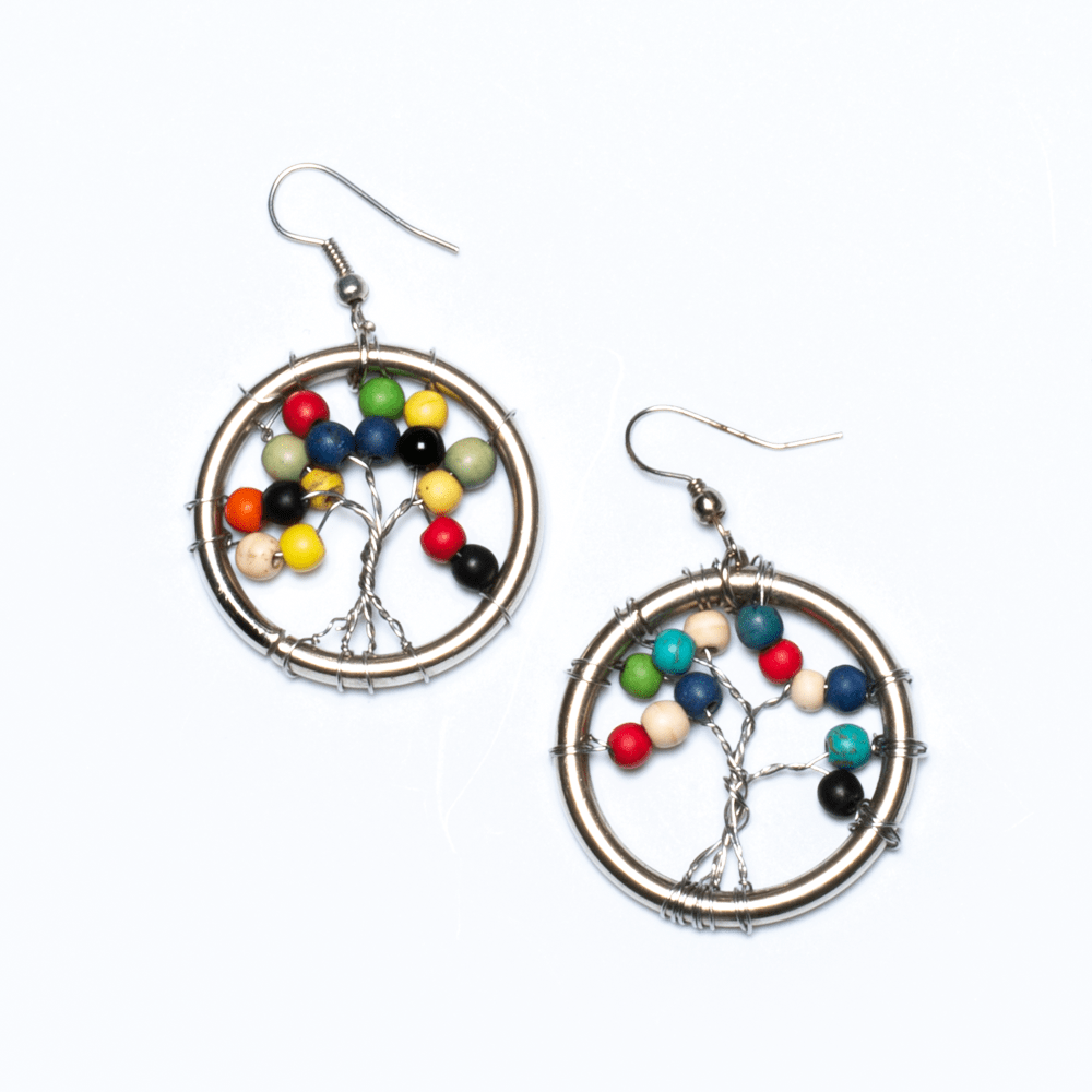 Tree Of Life Earrings With Wooden Beads - Best Life Apparel