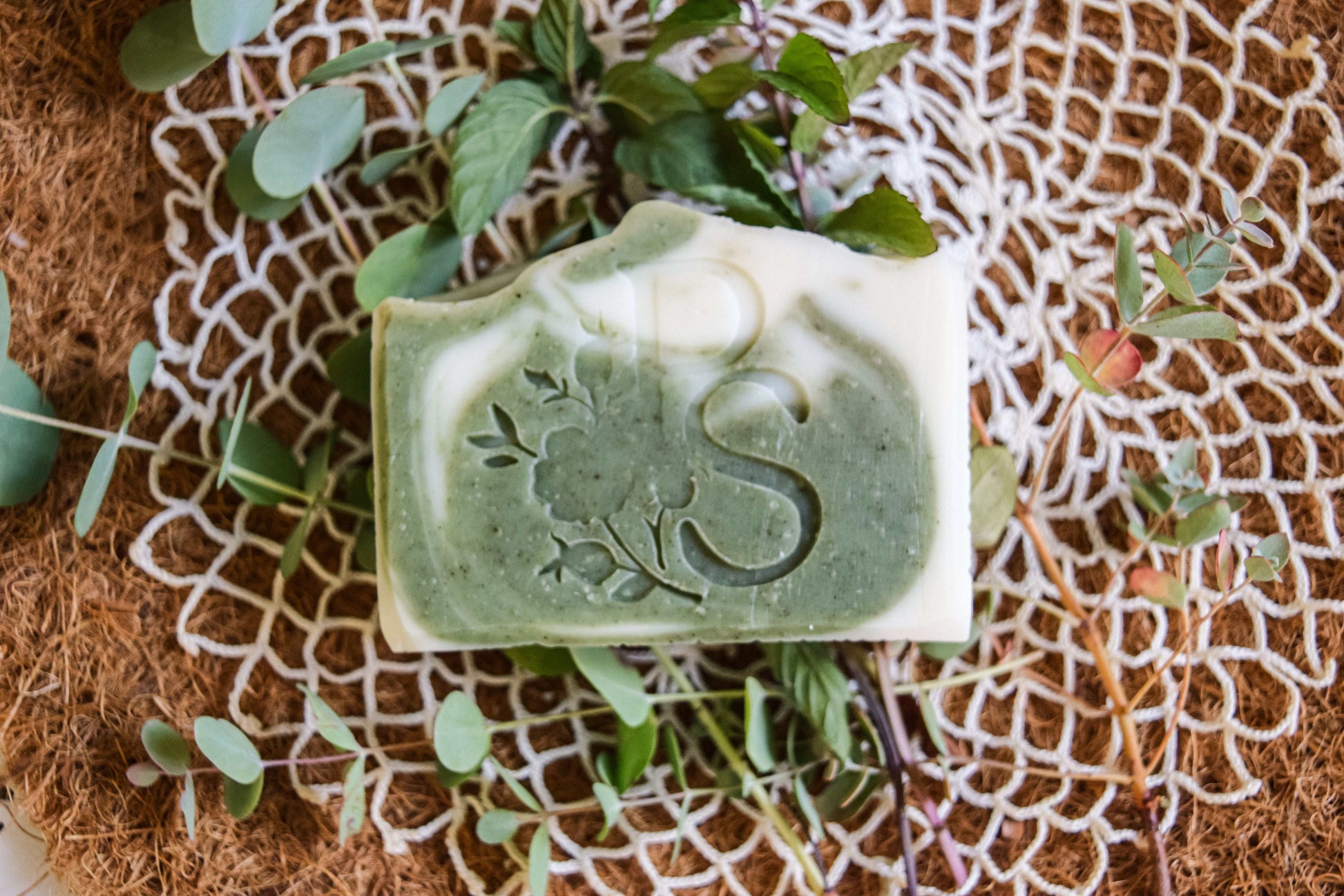 Invigorating and exfoliating eucalyptus mint soap with peppermint for fresh skin