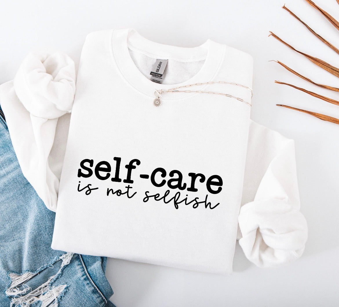 White Inspiring women's self-care sweatshirt as a perfect gift for women who deserve it all