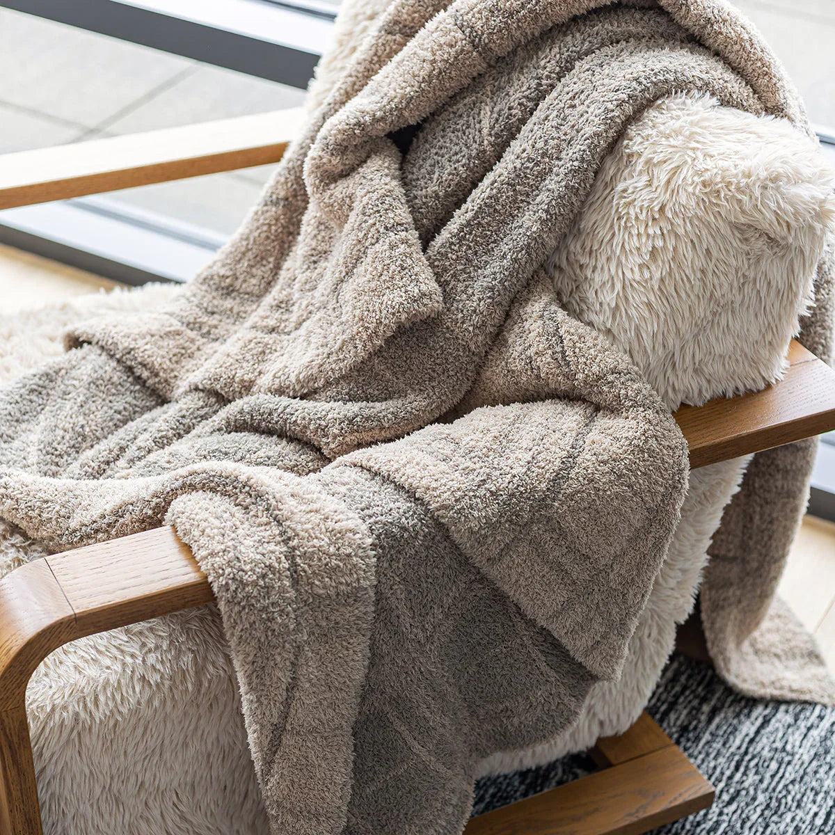 Pure Cashmere & Roasted Cashew Plaid Extended Throw Blanket