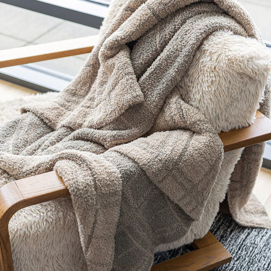Pure Cashmere & Roasted Cashew Plaid Extended Throw Blanket