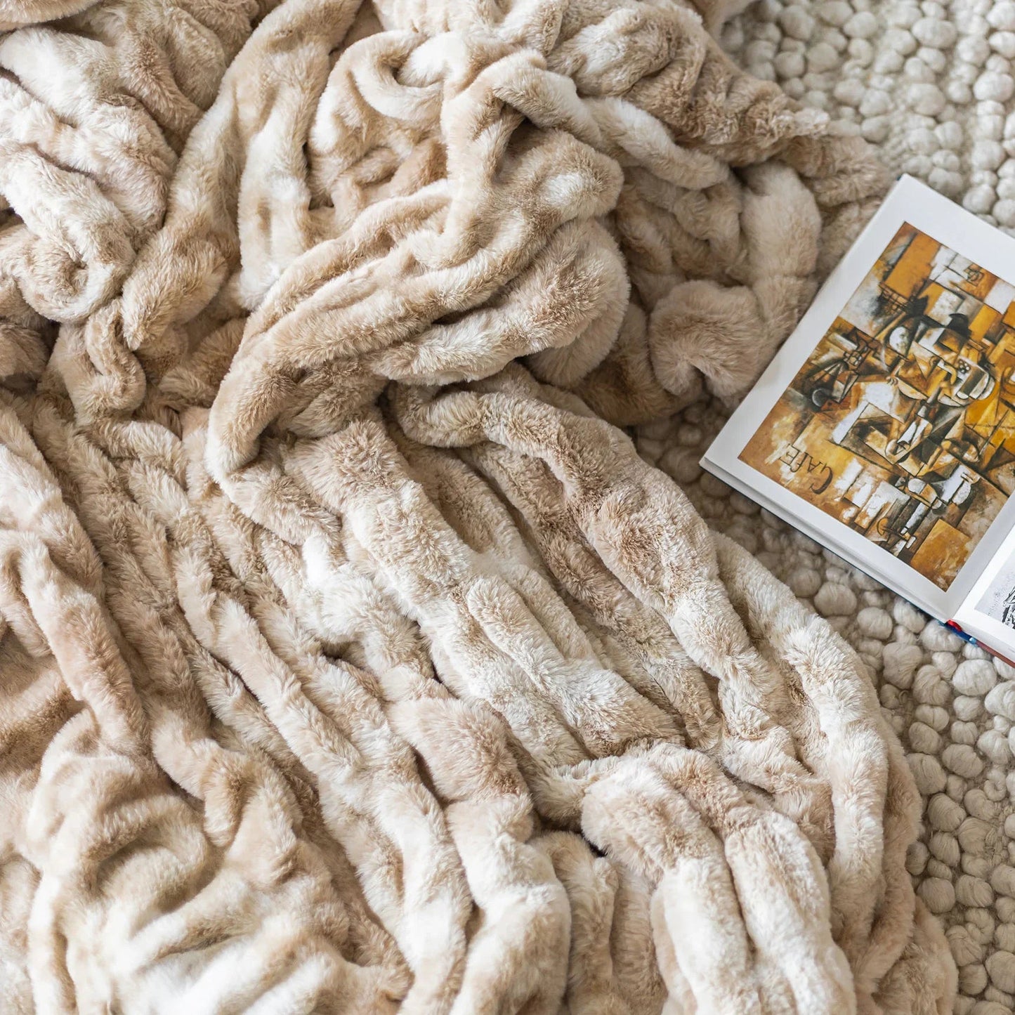 Caramel Swirl Double-Sided Minky Blanket — Ruched Plush