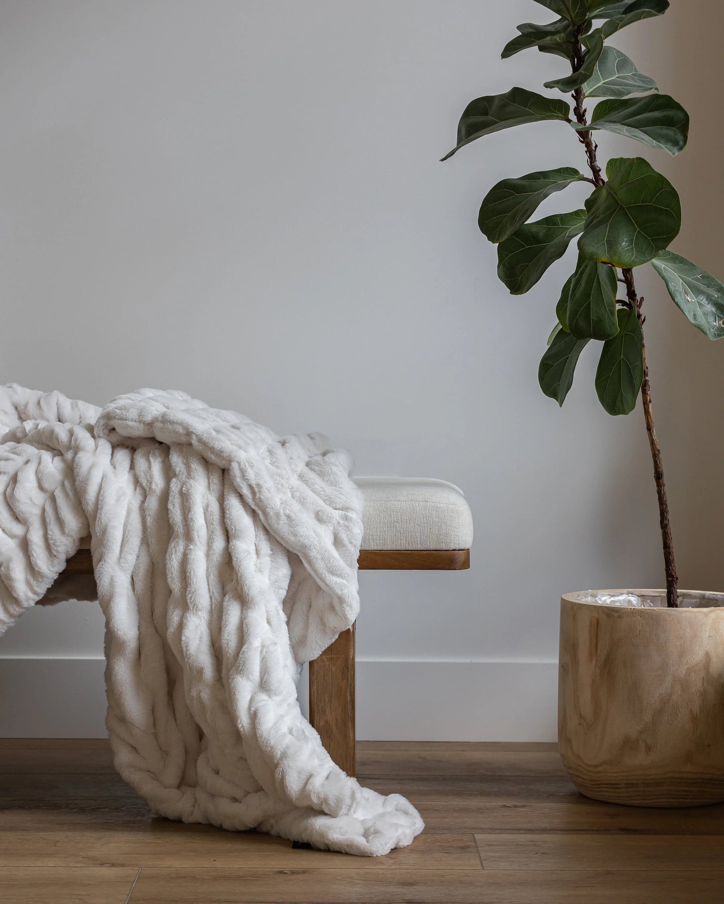 Cream Clouds Double-Sided Minky Blanket — Ruched Plush