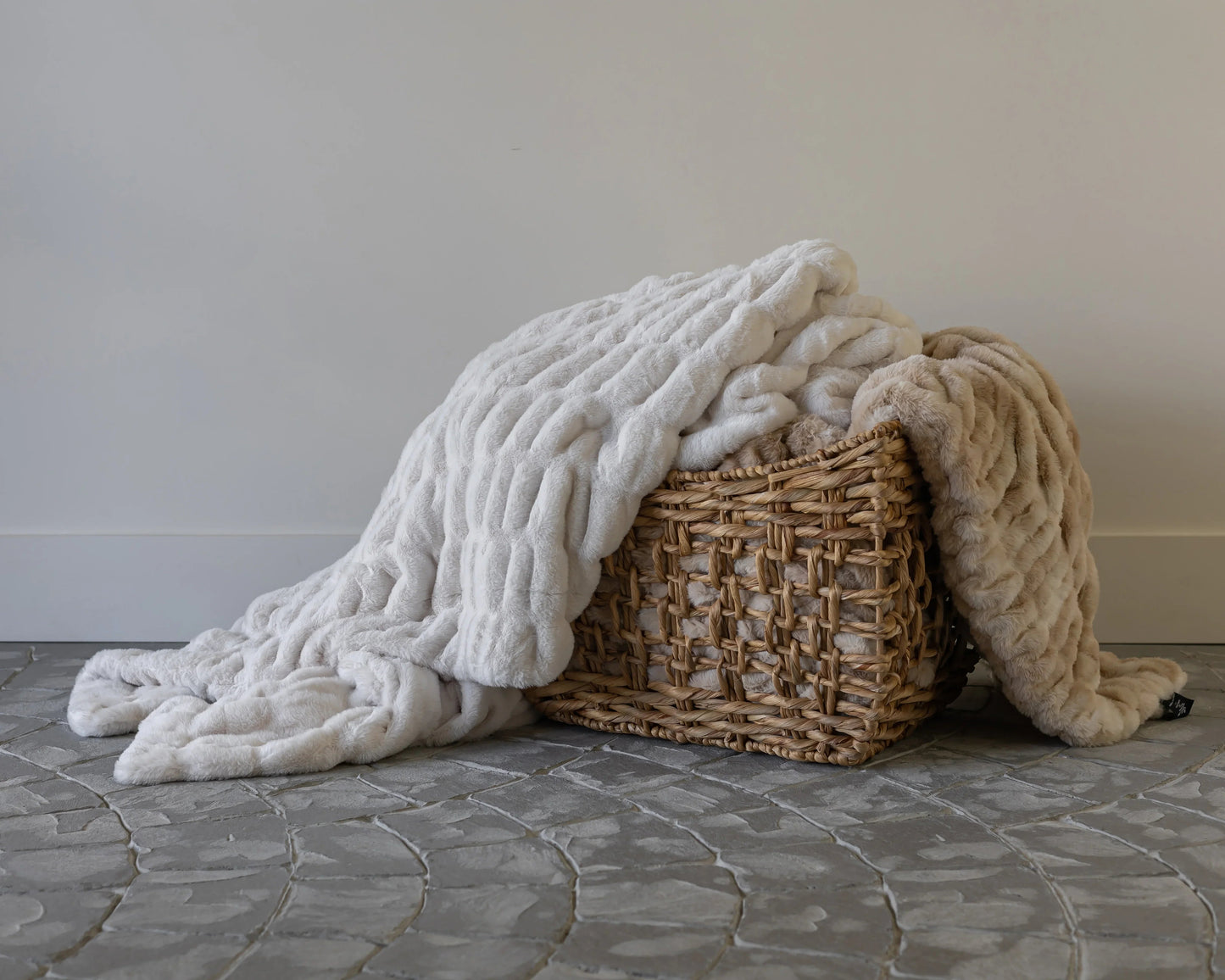 Cream Clouds Double-Sided Minky Blanket — Ruched Plush