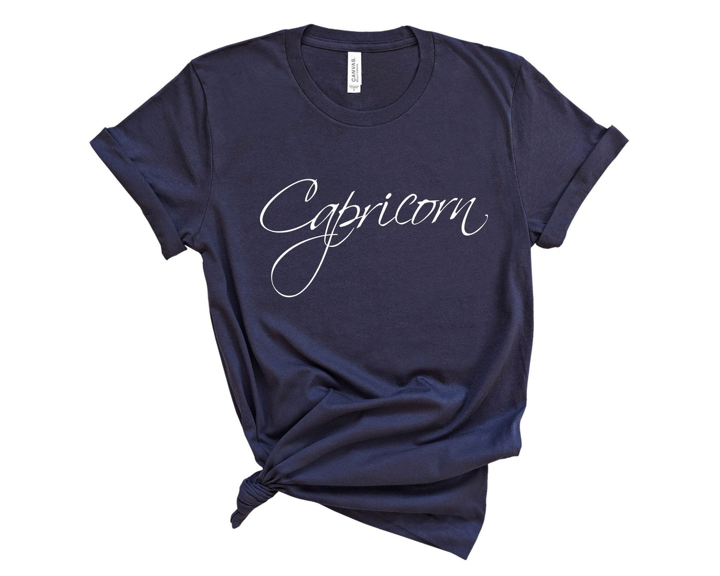 Capricorn zodiac t-shirt in soft breathable fabric for casual everyday wear in navy blue