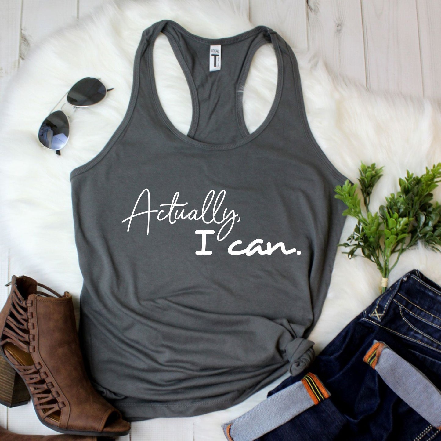 Actually I Can Racerback Tank Top