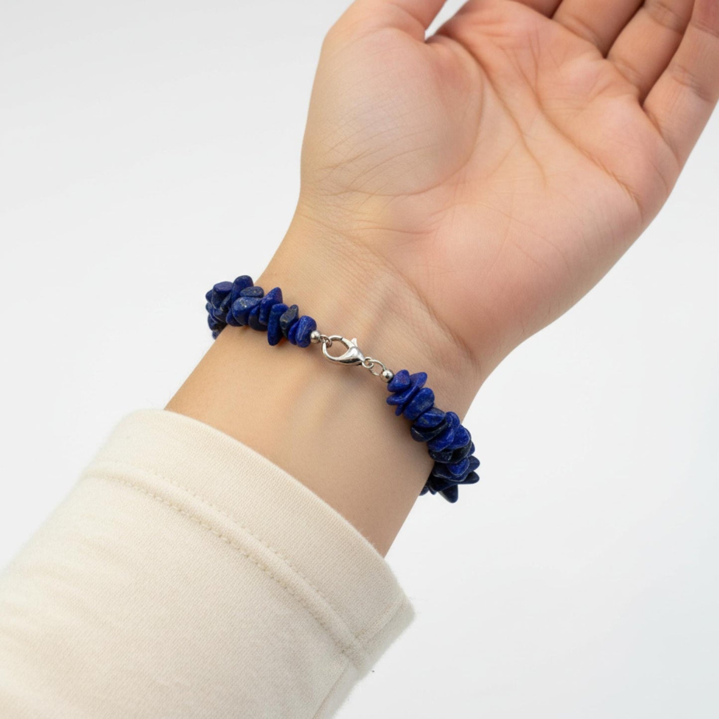 Handmade Lapis Lazuli bracelet with lobster clasp — Reiki infused crystal jewelry for truth, clarity, and spiritual awareness