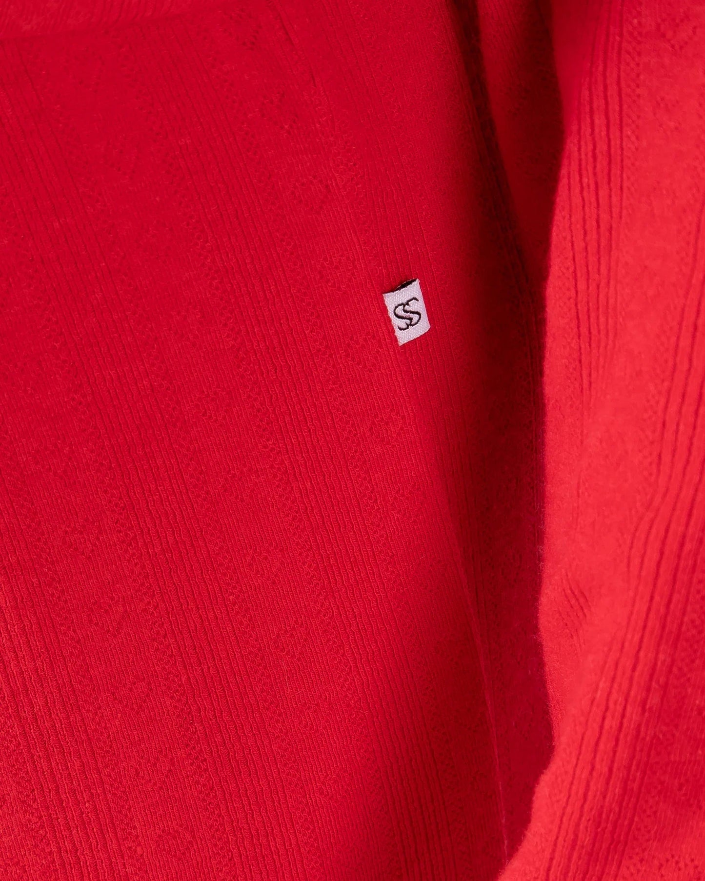 Ribbon Red Pointelle Bamboo Pajama Set — Long Sleeve & Pants