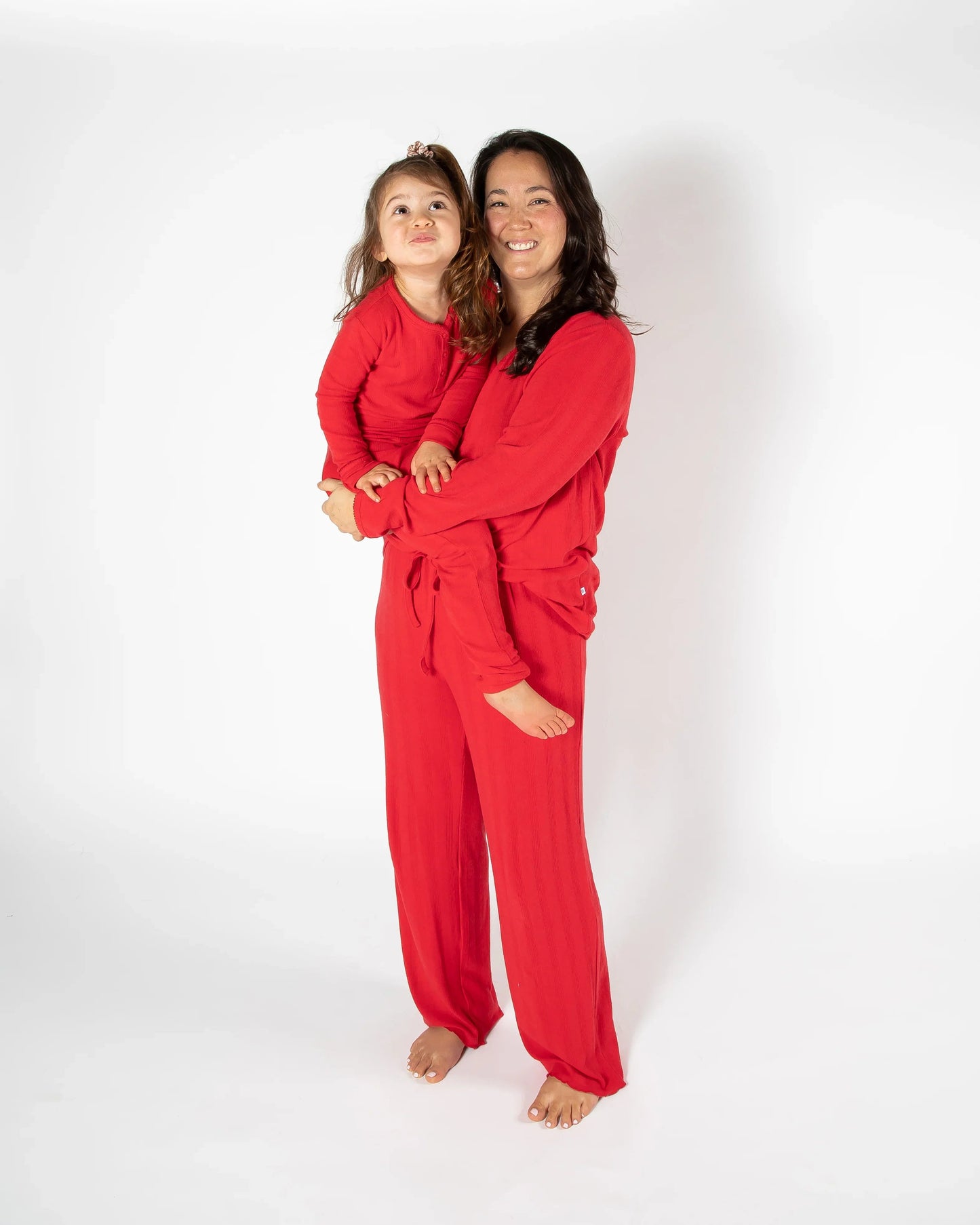 Ribbon Red Pointelle Bamboo Pajama Set — Long Sleeve & Pants