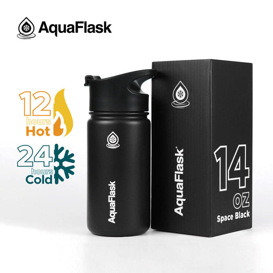 black Compact AquaFlask Original 14oz vacuum insulated water bottle for everyday carry