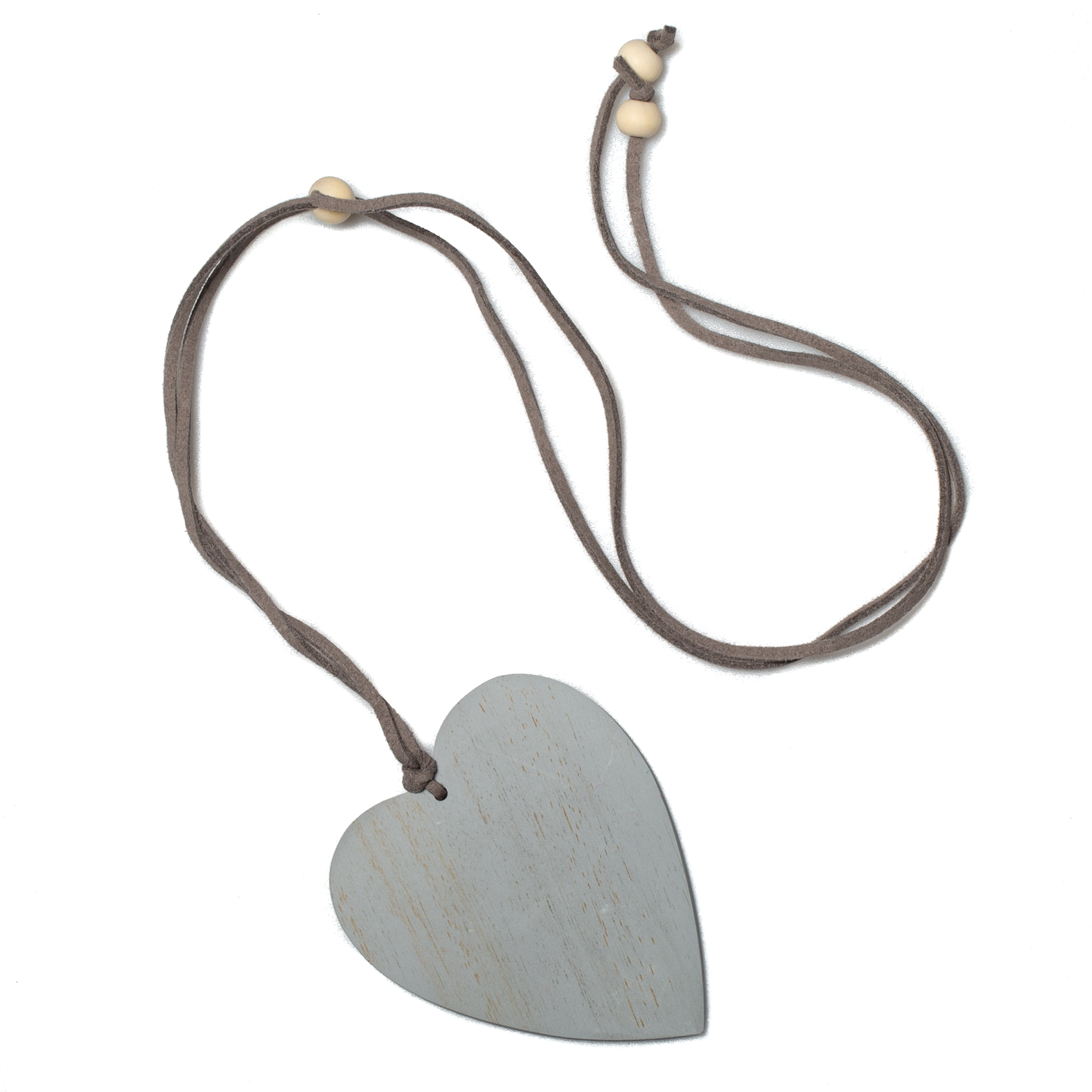 Grey wood heart pendant necklace — ethically sourced artisan jewelry