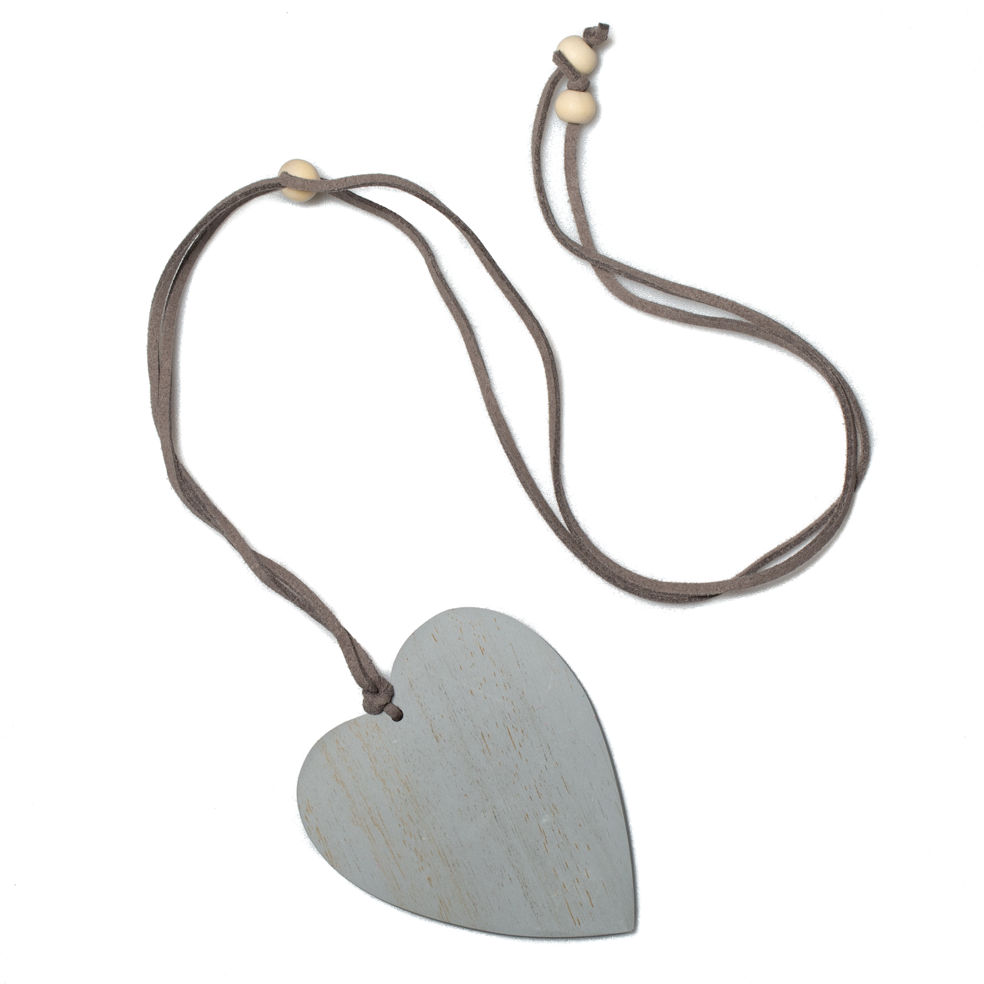 Grey wood heart pendant necklace — ethically sourced artisan jewelry