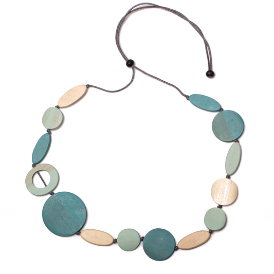 Mixed shape blue necklace Bali handmade boho artisan