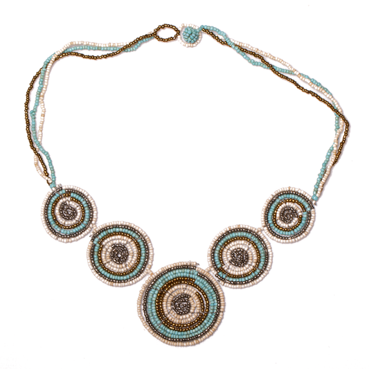 Beaded circles necklace Bali handmade statement boho artisan jewelry