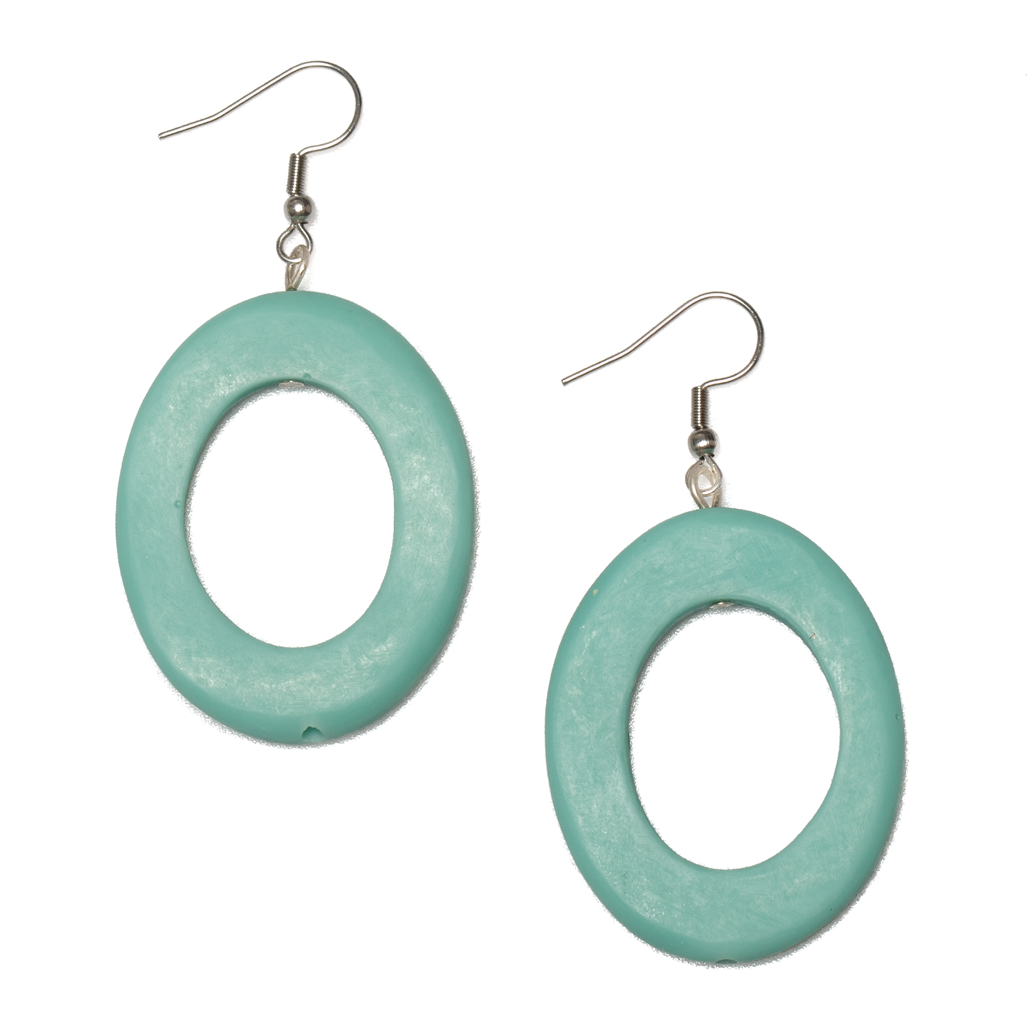 Blue resin hoop earrings handmade in Bali colorful boho statement jewelry