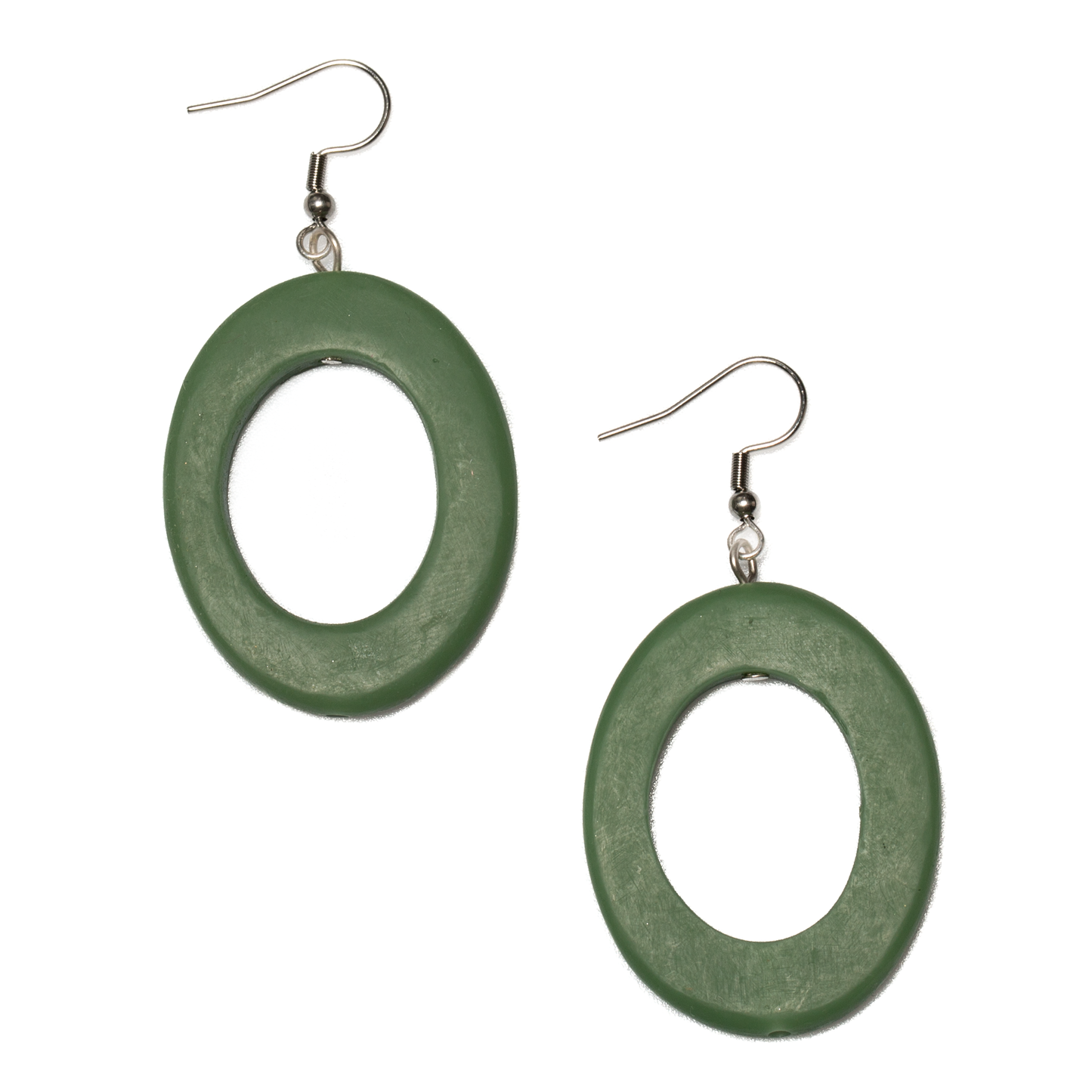 Green resin hoop earrings handmade in Bali colorful boho statement jewelry