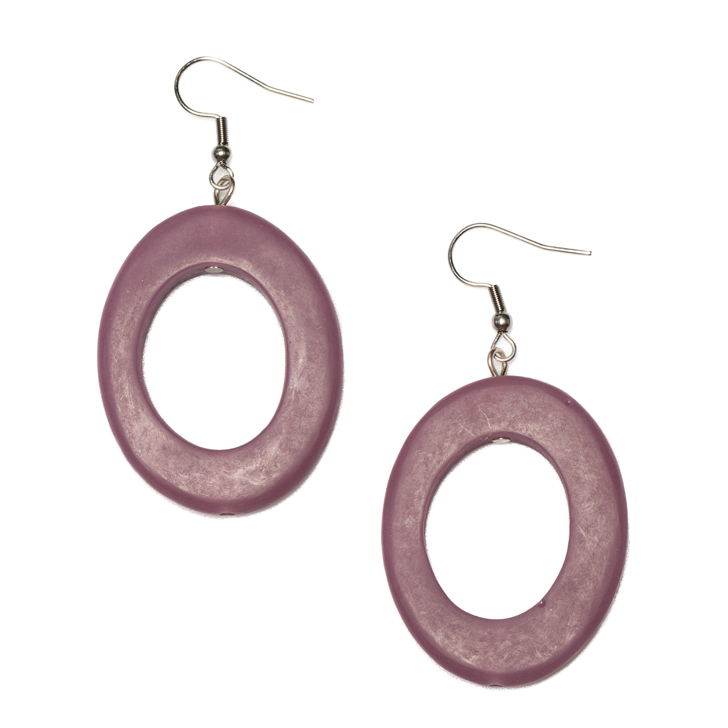 Purple resin hoop earrings handmade in Bali colorful boho statement jewelry