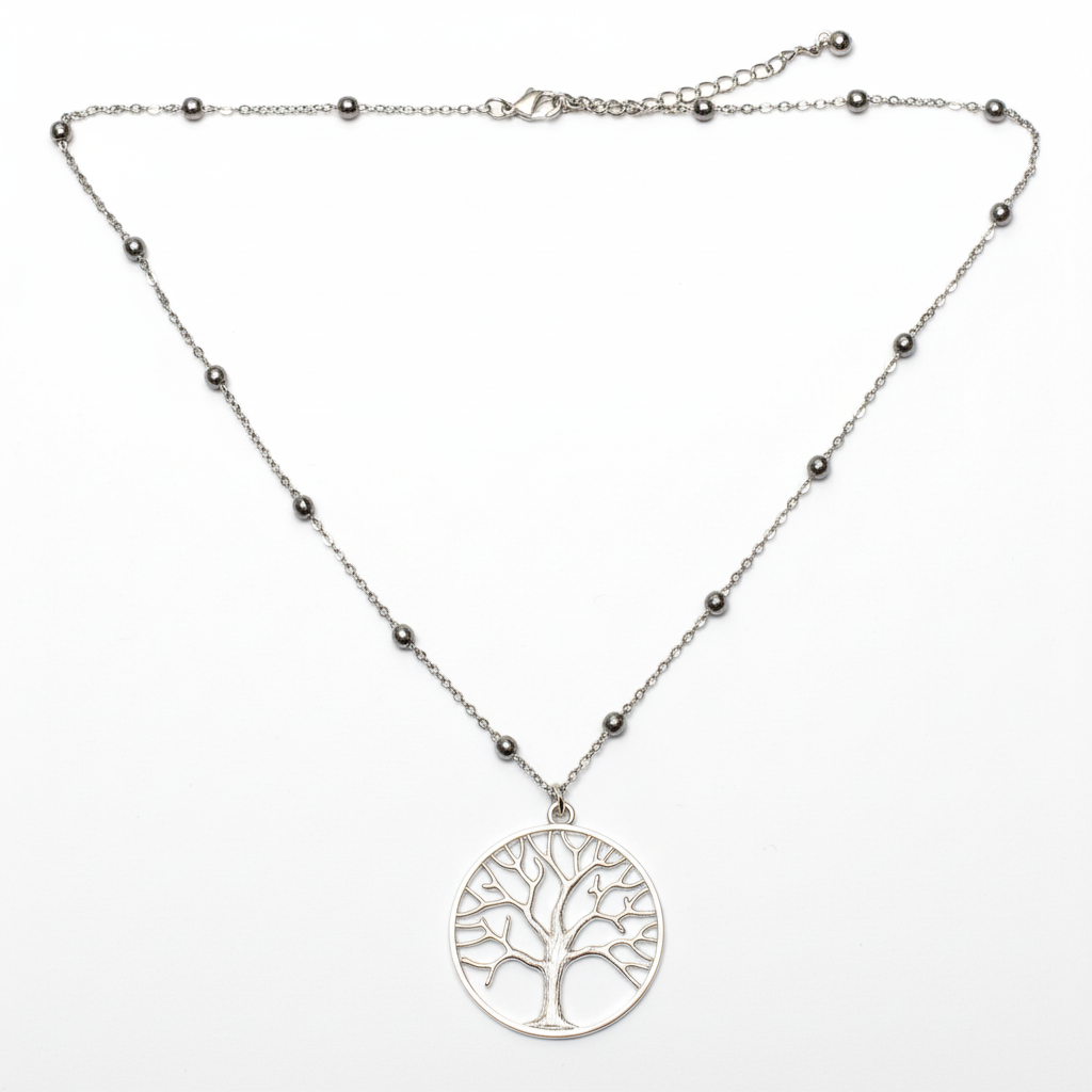 Silver tree of life pendant necklace Bali handmade spiritual jewelry