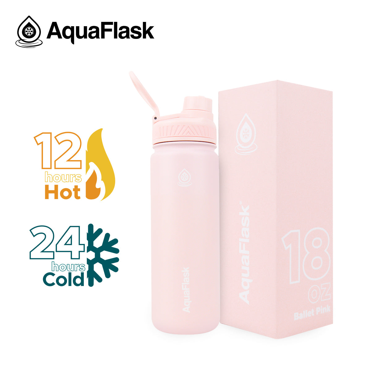 light pinkAquaFlask Original 18oz in premium product photography flat lay