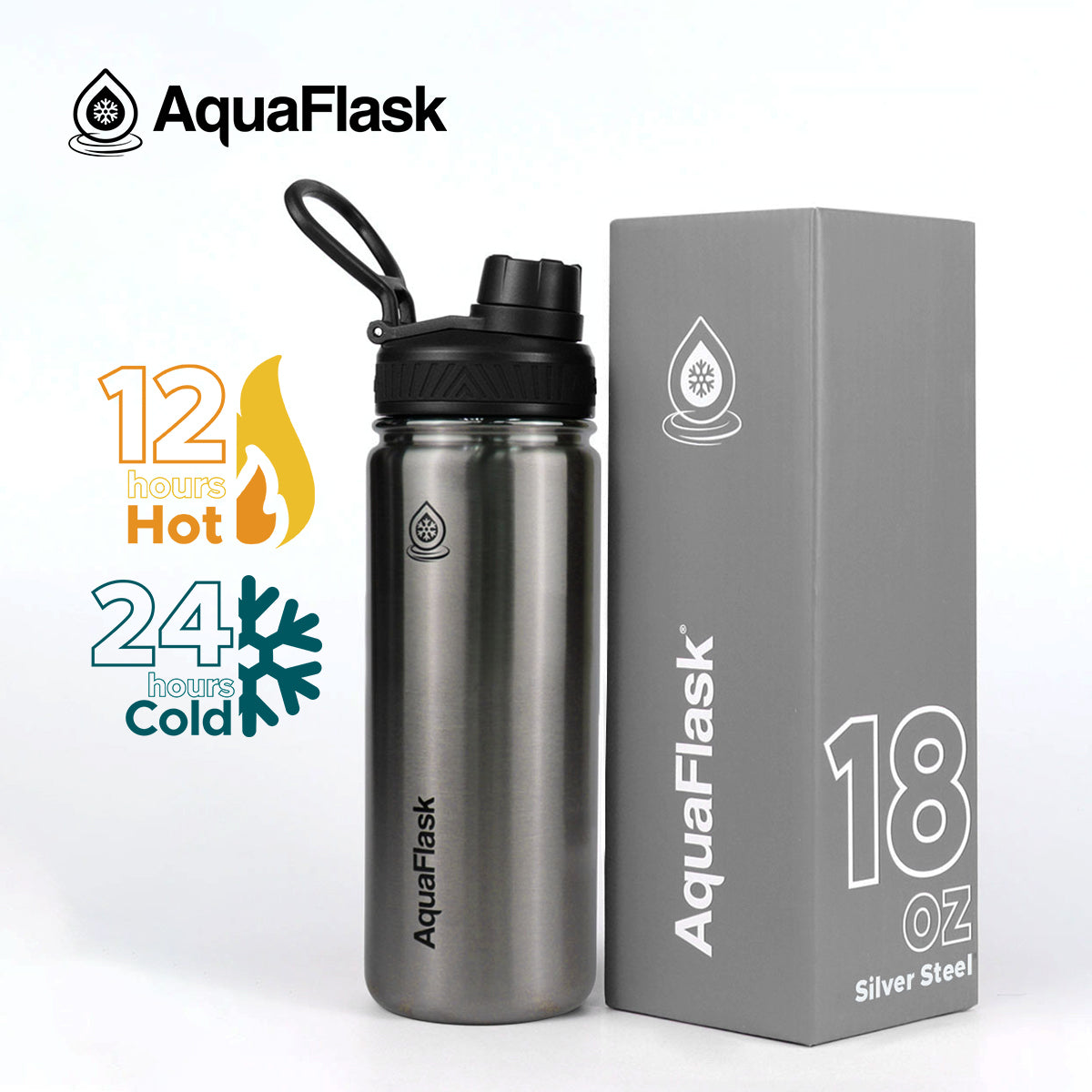 silver AquaFlask Original 530ml in kids and family hydration setting
