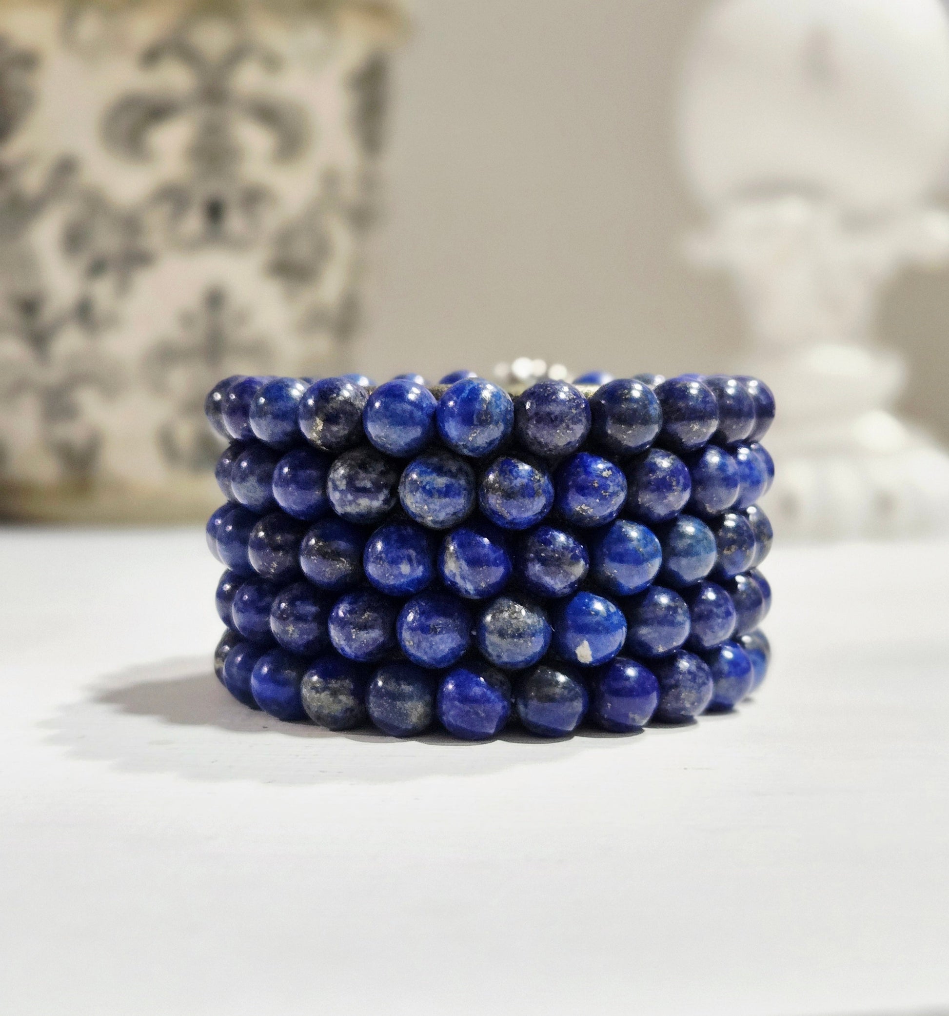 Lapis Lazuli bead bracelet lifestyle — wisdom and truth crystal bracelet for women