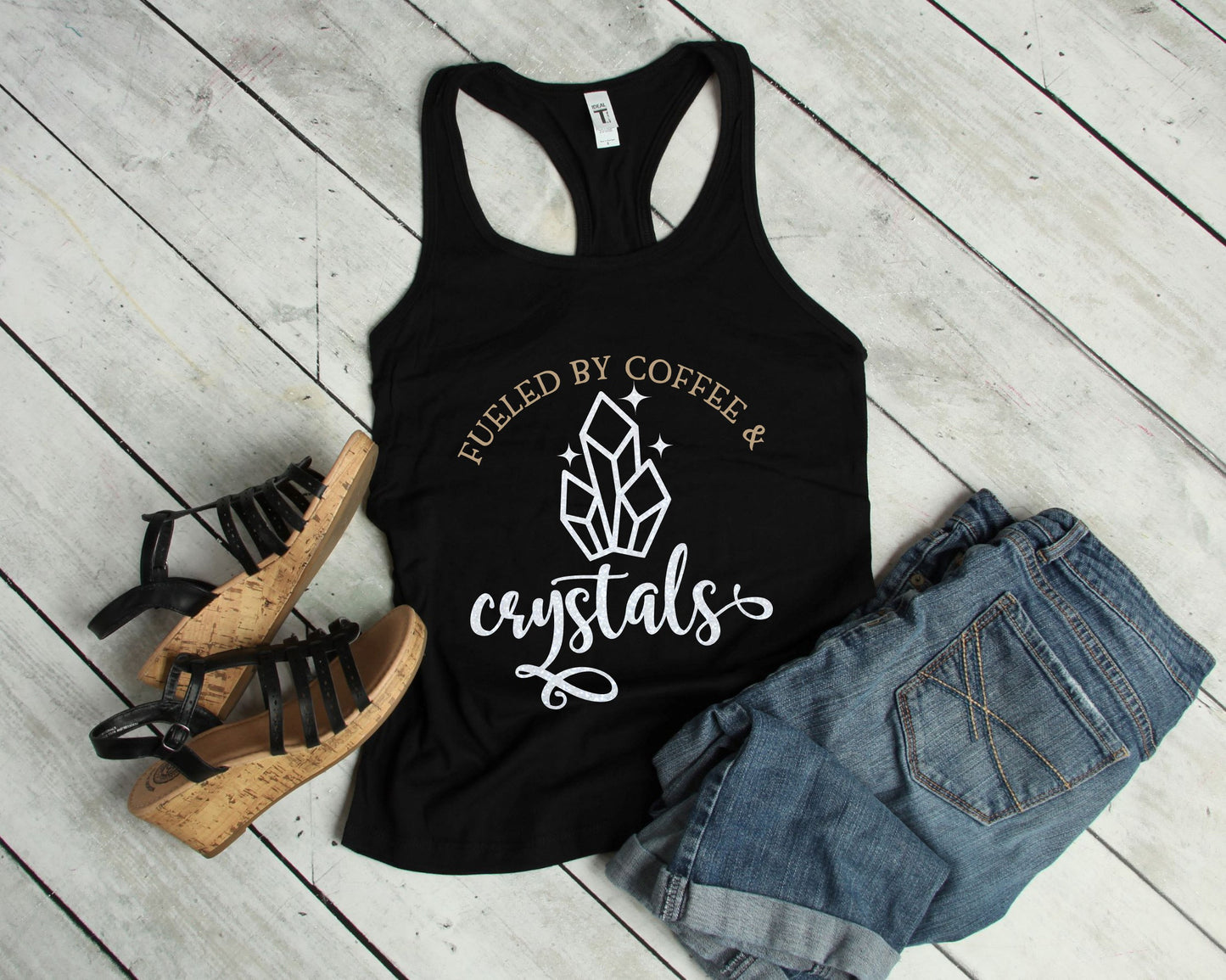 Fueled by Coffee and Crystals Racerback Tank Top