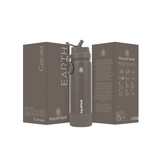 grey Eco-inspired AquaFlask Earth Collection 22oz insulated stainless steel water bottle