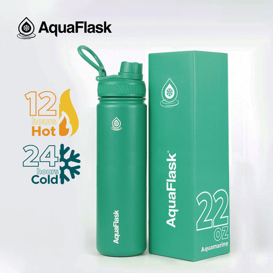 aquamarine Vacuum insulated AquaFlask Original 650ml for hot and cold drinks all day