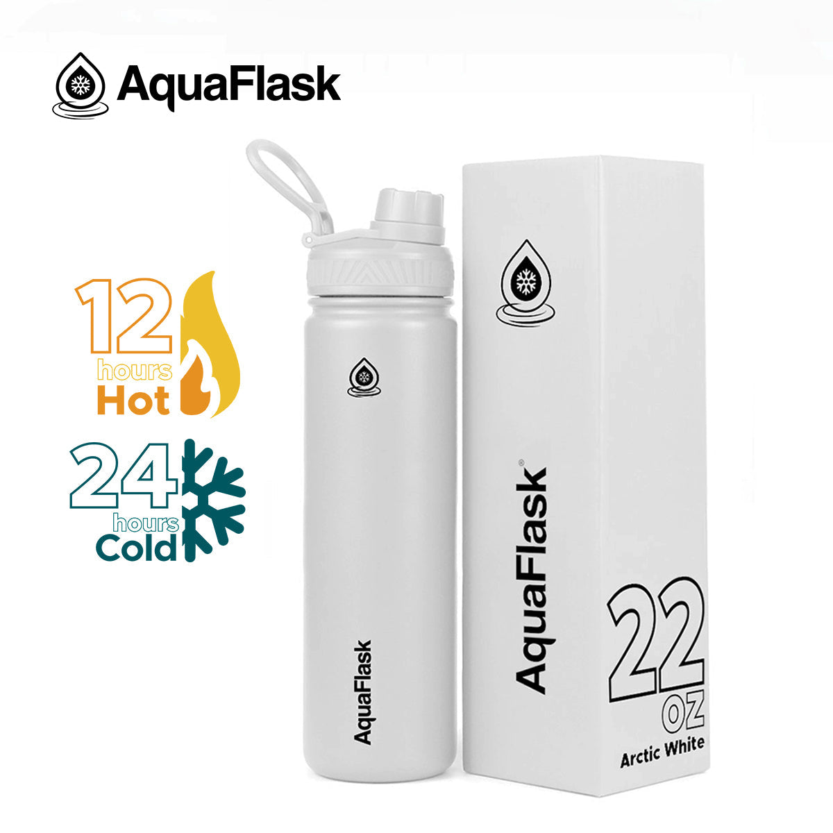 white Durable AquaFlask Original 22oz stainless steel bottle for active lifestyles