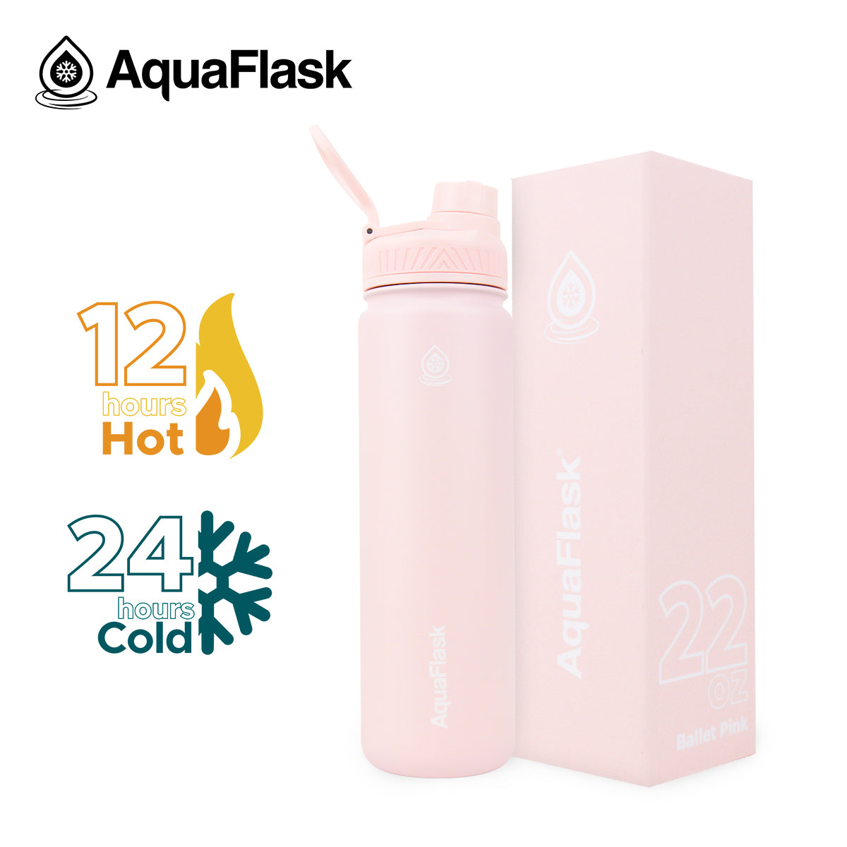 light pink AquaFlask Original 650ml close-up showing lid and stainless steel body