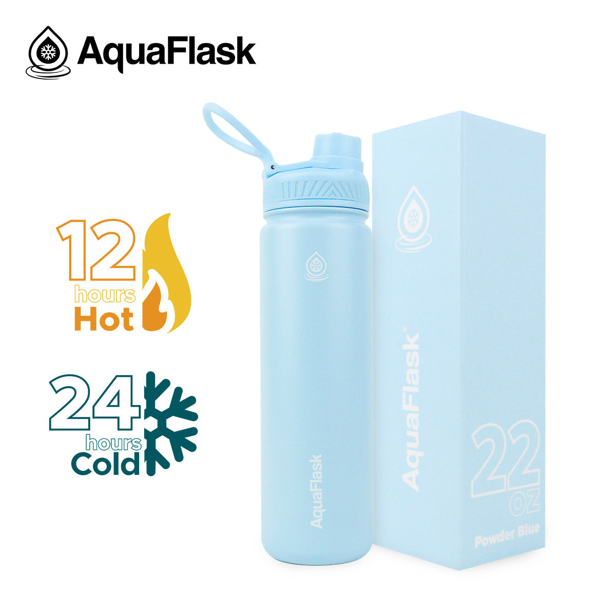 light blue Reusable AquaFlask Original 22oz for gym, office and daily hydration