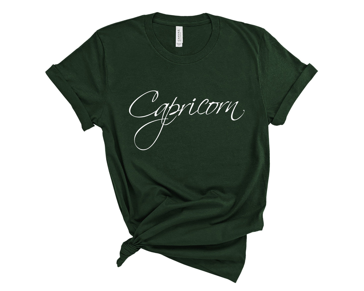 Ambitious and disciplined Capricorn zodiac t-shirt for proud Capricorn women in dark green