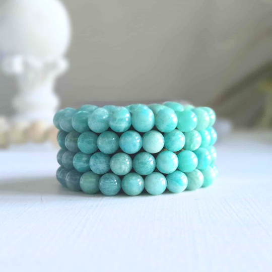 Amazonite healing bead bracelet — stone of truth crystal bracelet handcrafted in Canada