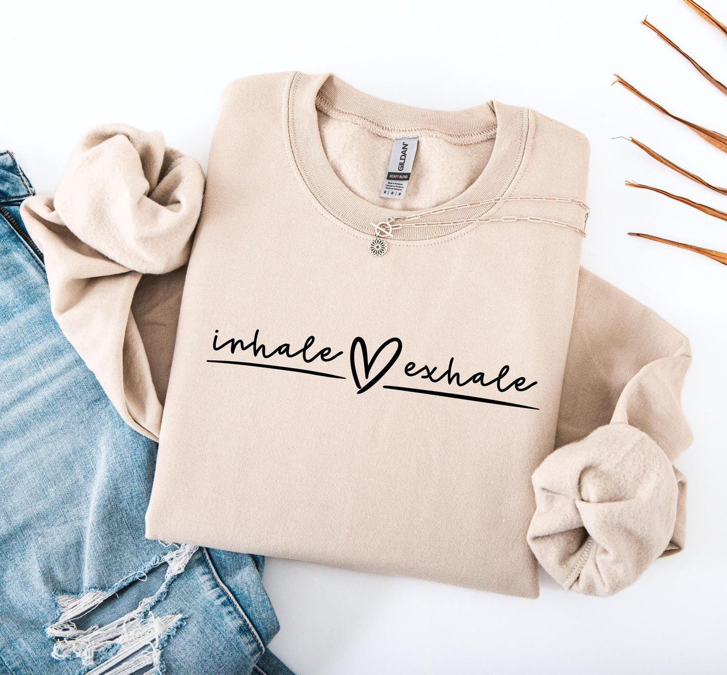 Mindful women's sweatshirt for breathwork, meditation and calm daily living in beige