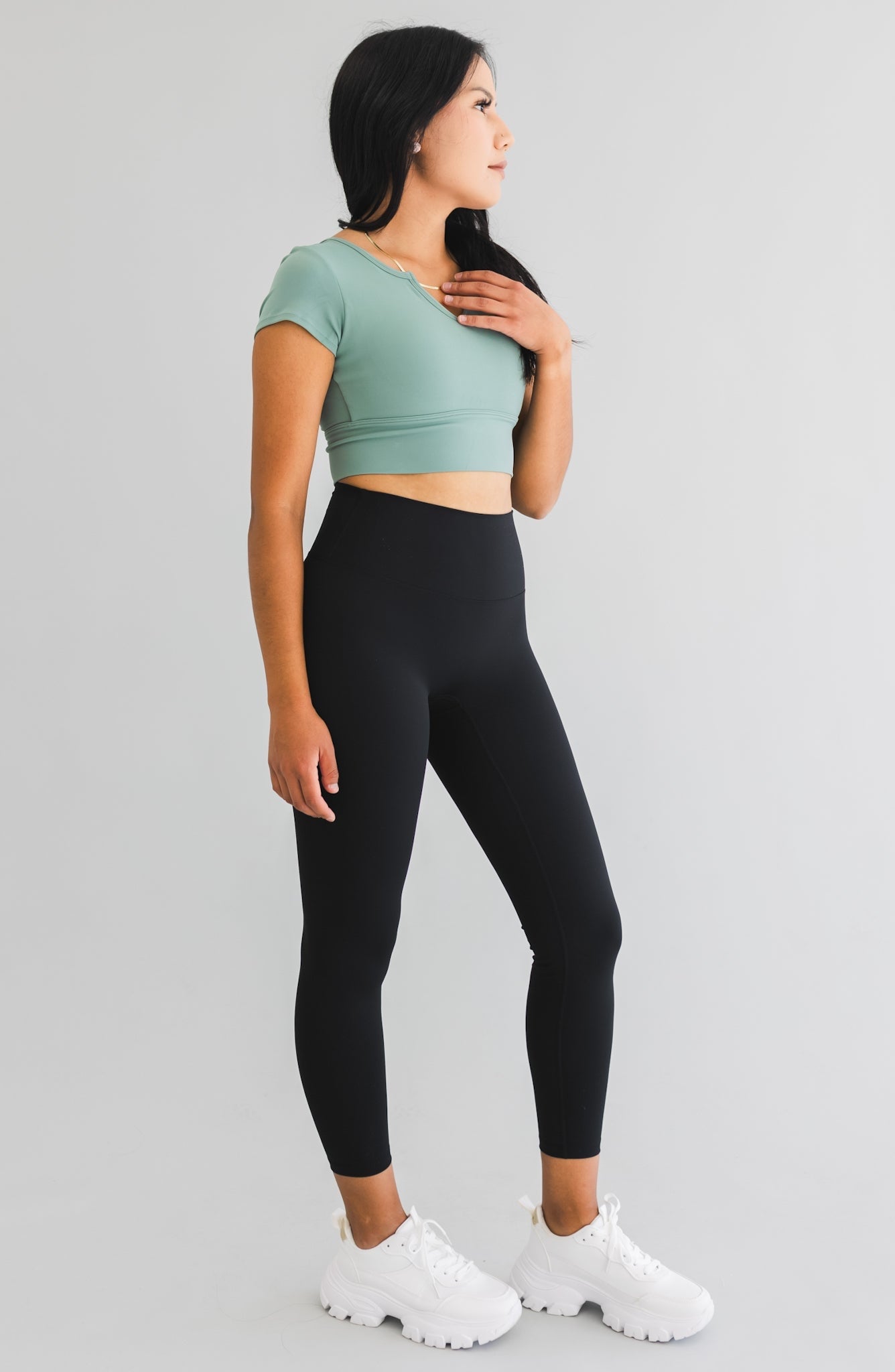 full front 25 inch barely there leggings in bluish black for workouts and everyday wear