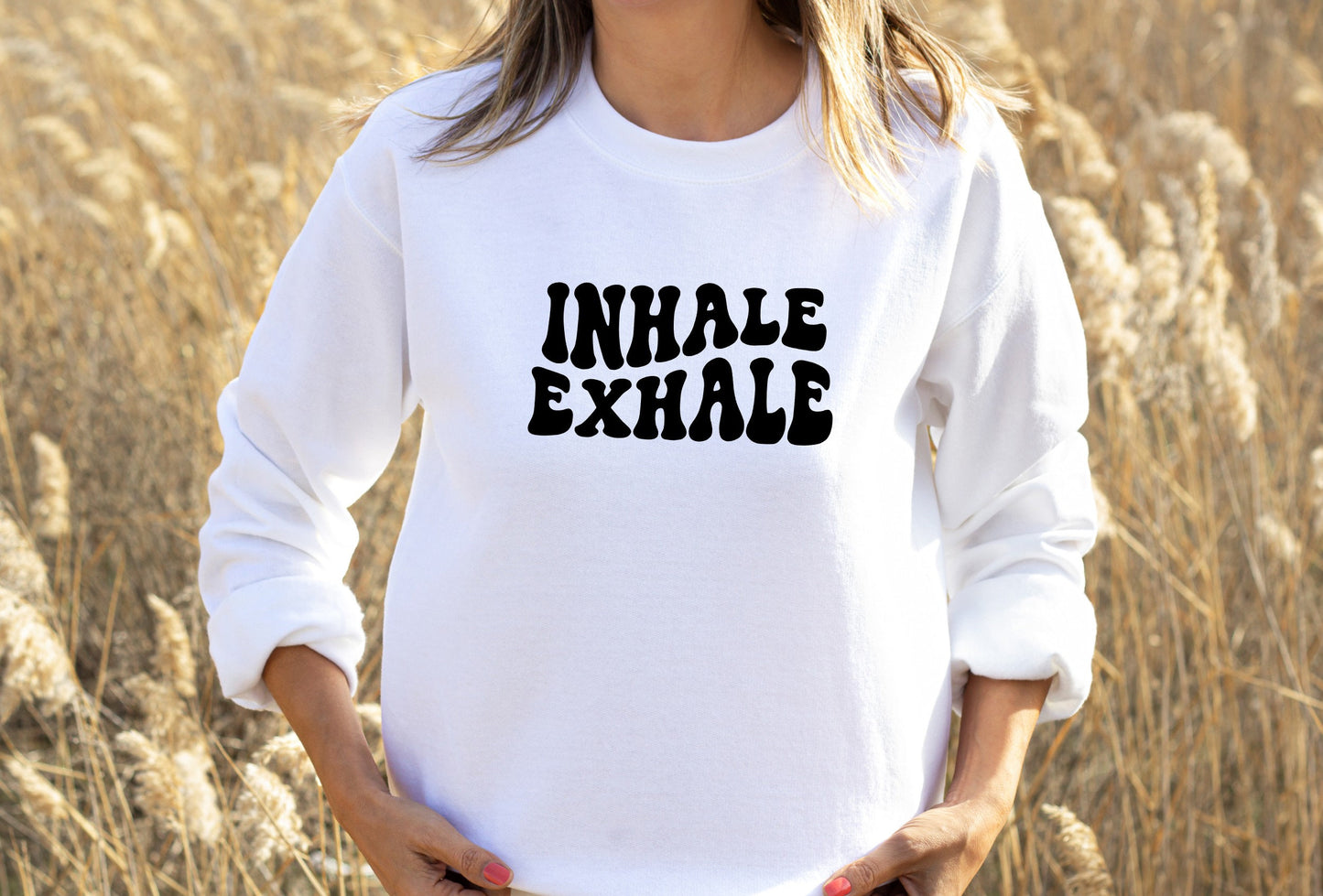 Mindful women's yoga sweatshirt for breathwork, meditation and active living in white