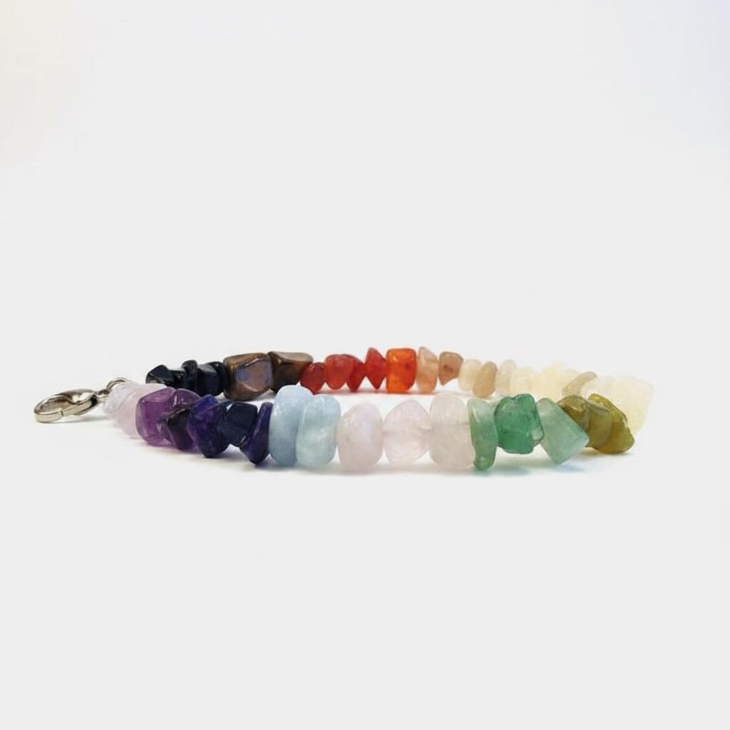 7 Chakra crystal bracelet handmade to order — natural gemstone chips for spiritual balance and intentional living