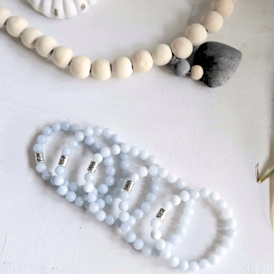 Chalcedony gemstone bracelet from Crystals and Sun Signs — emotional resilience gift for her